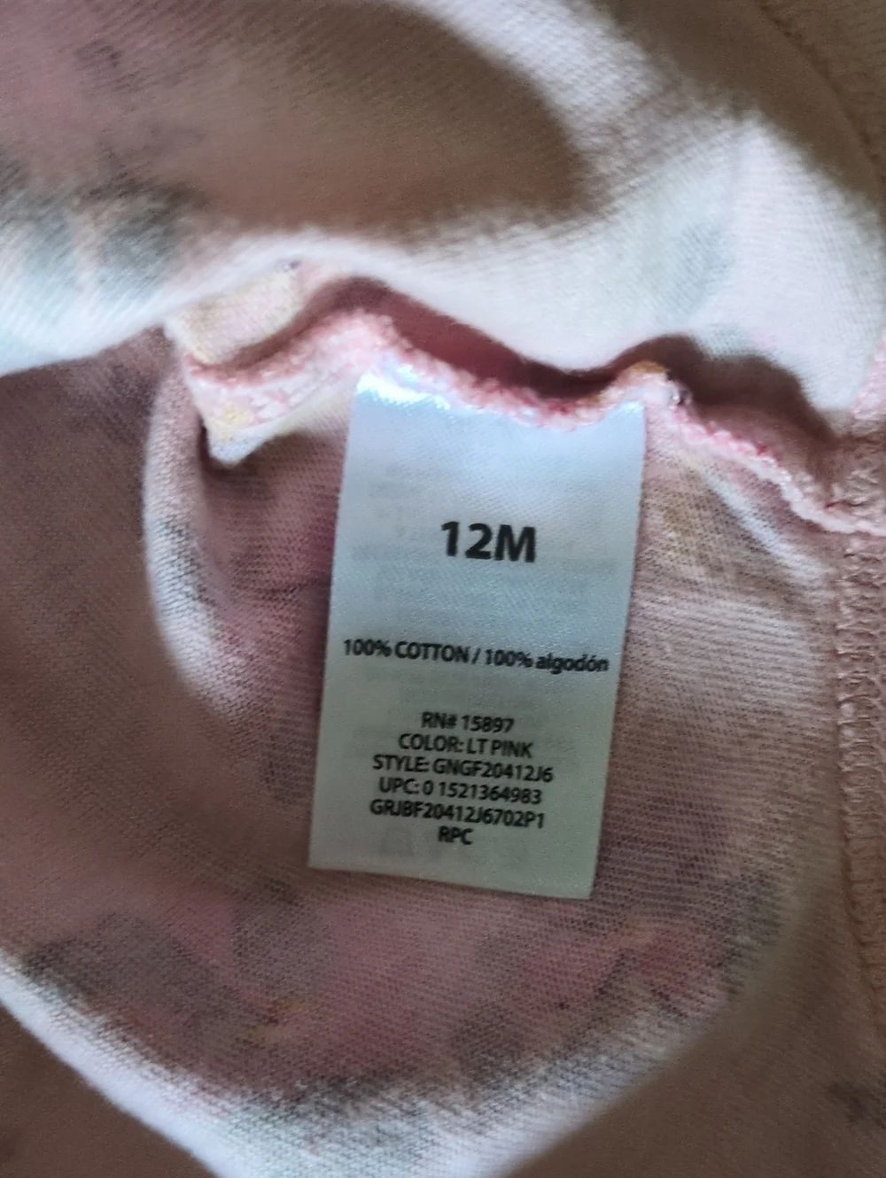 Garanimals Pink Floral Long-Sleeve Bodysuit with Gold Lettering